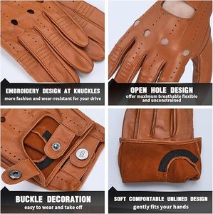 Gants de conduite pour hommes en cuir, gants de conduite sans doigts, gants de course en cuir, gants de sport personnalisés - Product Image 2