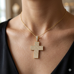 Custom iced Trendy 10K <b>Solid</b> <b>Gold</b> Jesus Cross Necklace Moissanite Diamond Christian Religious Jewelry Fine <b>Pendants</b> Charms Gifts - Product Image 2