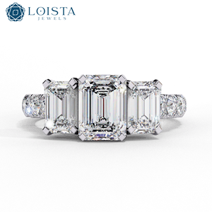 Anillo de Compromiso de Oro Sólido de 14k/18k con Corte Esmeralda Cultivado en Laboratorio, Certificado por IGI, CVD VVS, Joyería Única, Anillo de Bodas - Product Image 1