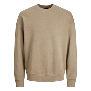 เสื้อสเวตเชิ้ตคอกลมสีน้ำตาลสำหรับผู้ชาย - ทรงปกติ สีพื้น เรียบง่าย สวมใส่สบาย ผลิตจากผ้าฝ้ายถัก 100% โดยผู้ผลิตเสื้อสเวตเชิ้ต - Product Image 2
