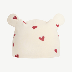 Gorro de Bebé Mamachéri con Orejas de Oso y Estampado de Corazones Crema, Unisex, para Recién Nacidos y Niños Pequeños, Vietnam 21F26HATG001J - Product Image 2