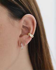 Boucles d'oreilles créoles double rangée de diamants en or massif 14K 18K, pavé de diamants ronds de laboratoire, pour usage quotidien, avec charnière épaisse, style Huggie, prix usine B2B - Product Image 2