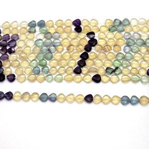 Fluorite 9mm-10mm Smooth Heart Briolette Beads Natural Multi Fluorite Semiprecious Gemstone Loose Fancy Beads for Jewelry Making - Product Image 2