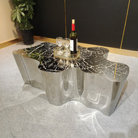 Tables basses de salon de luxe tables basses modernes au design de tronc d'arbre à pieds dorés en métal