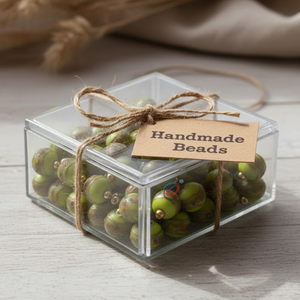 EXCEL EXPORTS Cuentas Sueltas de Vidrio Lampwork Hechas a Mano en Verde Lima |   Diseño de Pastel de Boda Redondo de 12 mm |   Hilo de 8 Pulgadas para la Elaboración de Joyería - Product Image 5