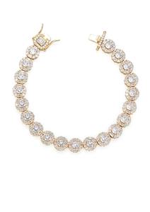 Hip Hop Jewelry Diamond Moissanite Halo Round <b>Adjustable</b> Wrap <b>Bracelet</b> 925 Silver VVS Clarity Moissanite Diamond <b>Bracelet</b> - Product Image 3