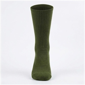 Crew <b>Socks</b> Solid Olive Green 100% Cotton Breathable Knitted for Adults Casual Daily Wear Autumn Season - Product Image 1