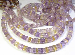 High Quality <b>Pink</b> Ametrine Heishi Shape Gemstone Beads 16" Strand Center <b>Drilled</b> Faceted 6mm Natural Gemstones DIY Jewelry - Product Image 3