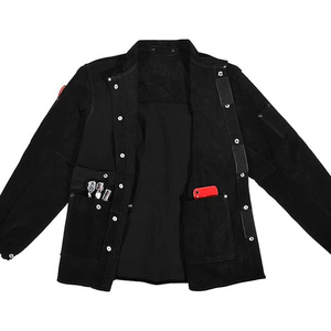Top-Ranked Unisex Heavy Duty Welding <b>Jacket</b> with Fr Split Cowhide Leather Black Leather <b>Work</b> Safety <b>Jacket</b> Customizable Logo - Product Image 1