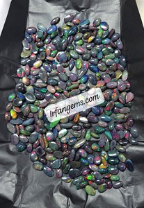 Opale noire éthiopienne 100% naturelle de haute qualité, cabochon, prix de gros, lot, fabrication artisanale de bijoux en opale noire éthiopienne - Product Image 4