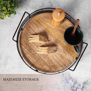 Aaliyan Impex - Elegante Bandeja Redonda de Madera para Té, con un Hermoso Diseño Floral de Grano Natural, para Tazas de Té, Café, Galletas y Aperitivos - Product Image 6
