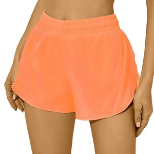 Shorts de sport noirs pour femmes avec poche zippée, séchage rapide, taille élastique, taille mi-haute, en tricot de spandex et polyester, coupe classique - Product Image 5