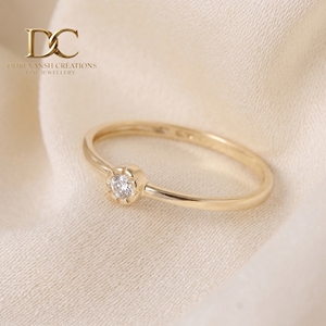Bague classique en or massif 14 carats certifiée IGI avec diamant de laboratoire taille brillant rond, bijoux de luxe pour femme pour mariage - Product Image 3