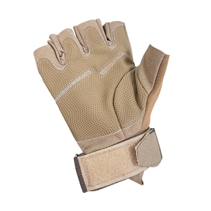 Gants de fitness demi-doigts en cuir beige avec sangle de poignet réglable, antidérapants et respirants pour la musculation homme - Product Image 3
