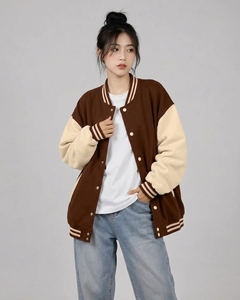 Trendy Women's Custom Varsity Jacket Snap <b>Button</b> Baseball Bomber Letterman Coat College Style Premium Casual Streetwear Fashion - Product Image 3