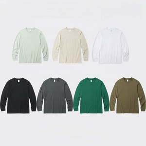230gsm 100% Cotton Unisex Long Sleeve Crew Neck T-shirt Men's OEM Lounge Shirt Women's Solid Color Casual Tee for Everyday Wear - Product Image 1