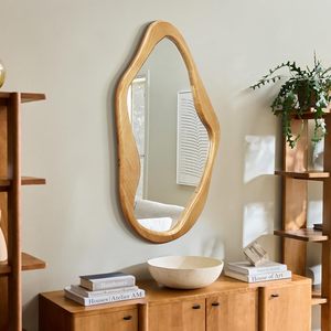 Modern Irregular/Organic Shape Solid Wood <b>Mirror</b> Glass Framed 4mm Thick Decorative Wall <b>Mirror</b> for <b>Bathroom</b> Bedroom Living Room - Product Image 4