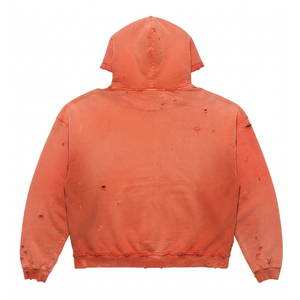 Sweat à capuche homme Sunfaded Mud Wash 450 g/m² en molleton bouclette, coupe ample effet vieilli, streetwear, pull orange personnalisé, style vintage - Product Image 2
