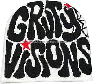 Gorros de invierno de acrílico 100% unisex, ropa de calle doblada de calidad, punto personalizable, logotipo OEM/ODM, gorros de diseño transpirable - Product Image 1