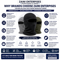 ZAINI Premium 280 GSM Acrylic Knit Waterproof Balaclava Maroon Burgundy Custom Rhinestone Heat Transfer Logo One Hole Adjustable