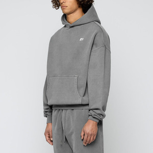Sweat-shirts à capuche personnalisés en molleton de coton 500 GSM pour hommes, coupe oversize, épaules tombantes, coupe carrée, pull à capuche - Product Image 2