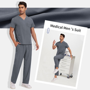 Athletic <b>Scrubs</b> for Men V-Neck <b>Top</b> & Jogger Pants Medical Nursing Uniform, Stretch Fabric, 8 Pocket Design - Product Image 1