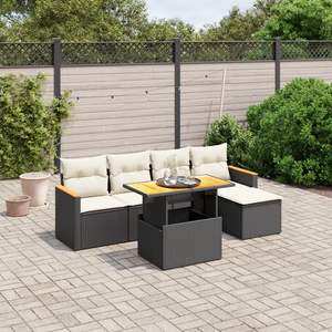 Conjunto de Sofás Modulares Grandes de Ratán PE Negro para Jardín, Muebles Modulares Elegantes para Exteriores - Product Image 1