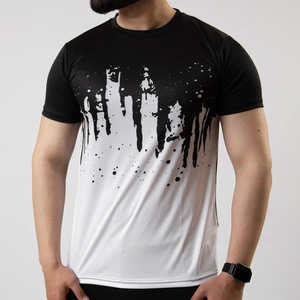 Silk/Cotton Sublimation Front Logo Men's Short Sleeve Eco-Friendly Breathable Fitness Gym Quick Dry T-Shirt Custom OEM - Product Image 2