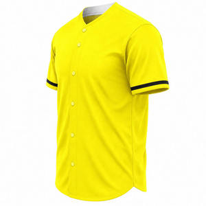 Camiseta de Béisbol Amarilla Unisex de Manga Corta con Botones al Frente, Color Sólido, Transpirable, de Poliéster, Corte Regular, para Adultos, con Transferencia Térmica - Product Image 2