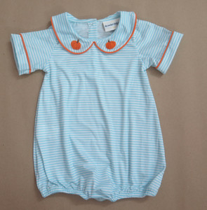 Vestido de bebé con estampado de calabaza y punto francés en 3D, corte en A, personalizado, OEM, ODM, manga corta, 100% algodón - Product Image 1