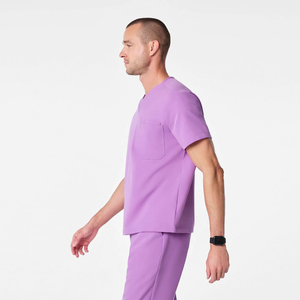 Wholesale <b>Scrub</b> Set Spandex/Polyester Knitted Hospital Uniform Pants V-Neck Top Pocket Needle Detection Customized Color Logo - Product Image 4