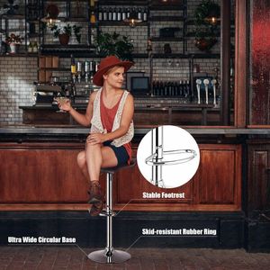 Set of 2 Modern Design <b>Adjustable</b> PU Leather Backless Bar <b>Stools</b> - Product Image 3