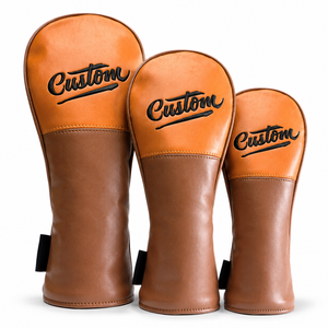 Custom Leather <b>Golf</b> Head Covers Solid Color Driver Fairway Hybrid Protection Cover with Elastic Band Closure Head Covers Driver - Product Image 1
