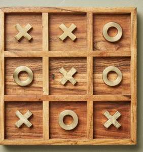 Wood Tic Tac Toe Board Game Brass <b>Pieces</b> <b>Wooden</b> <b>Chess</b> Board Family Party Tabletop Toy Decor - Product Image 3