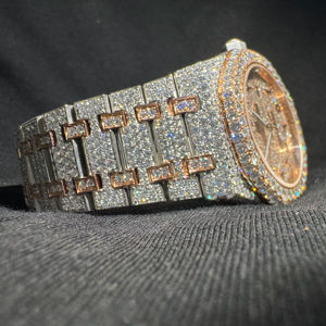 Reloj de Lujo para Hombre, Cuadrado, Estilo Antiguo, con Cuarzo, Moissanita y Diamantes, Cronógrafo, Hip Hop, Acero Inoxidable, Resistente al Agua - Product Image 1