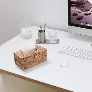 Caja de pañuelos rectangular de jacinto de agua, hecha a mano, ecológica, portátil, de alta calidad, estilo vintage, con logotipo de color personalizado, la mejor opción. - Product Image 5