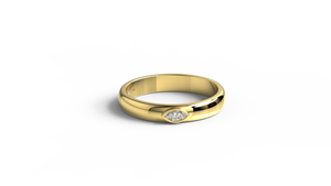 Luxury 18K Gold <b>Dome</b> Diamond <b>Ring</b> Marquise Flush Setting Wedding Band Comfort Fit Inlaid Eye Shape Jewelry for Men and Women - Product Image 1