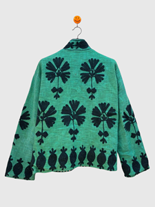 Veste à col mandarin brodée à la main avec des motifs floraux, manches longues, en lin et coton, pour femmes, taille plus, vêtements de printemps - Product Image 4