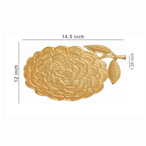 Plateau décoratif en métal doré en forme de feuille, élégant pour servir et décorer la maison - Product Image 2