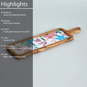 Luxury Classic Mango Wood Rectangular Serving Tray Premium Printed Eco-Friendly Dining Kitchen Plate Dish Snack <b>Camping</b> Platter - Product Image 5