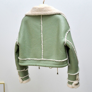 Women's Genuine Leather <b>Fur</b> Shearling Winter <b>Jacket</b> with Stand Collar Zipper Closure Anti-Wrinkle Multiple Inventories Available - Product Image 2