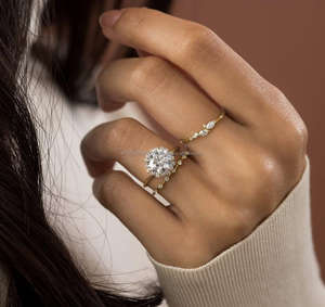 Igi/gia แล็บตัดเพชรวินเทจ14K โรสโกลด์สำหรับทุกเพศแหวนแต่งงาน/วันครบรอบ/ปาร์ตี้แหวนหมั้นสำหรับทุกเพศ - Product Image 1