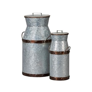 New Selling Farmhouse Rustic Flower Vase Vintage <b>Galvanized</b> Metal Milk Can Decorative for Home Decor Customizable Size - Product Image 6
