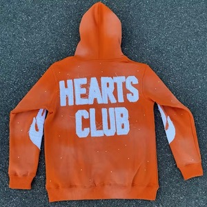 Sweat à capuche surdimensionné personnalisé effet délavé, en coton épais de qualité supérieure, avec broderie appliquée, lavage vintage, style streetwear, fourniture OEM ODM en gros - Product Image 4