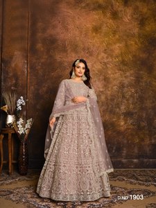Mode indienne tendance pour femmes, robe longue Anarkali en filet lourd brodé, modal extensible, Kurti, dupatta, tenue de soirée de mariage - Product Image 2