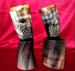 Viking Drinking Horn Handmade Genuine Buffalo Ox Horn <b>Beer</b> & Wine Cup Food Grade Eco Friendly Custom Size - Product Image 1
