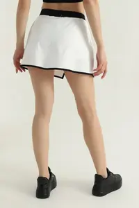 Jupe taille haute pour femme au design élégant, style décontracté, imprimé soleil, couleurs unies, en polyester économique avec fermeture élastique à la taille - Product Image 5