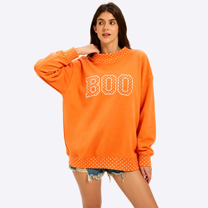 OEM Custom Oversized Drop Shoulder Winter Mock Neck Sweatshirt Women Contrast Polka Dot Graphic Embroidered <b>Pullover</b> <b>Jumpers</b> - Product Image 2