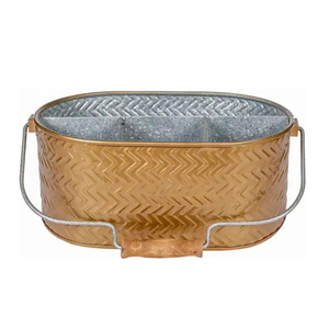 Porte-couverts en métal galvanisé texturé doré personnalisé avec poignée, organisateur multifonctionnel pour couverts et ustensiles - Product Image 1