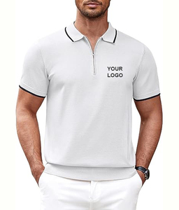 Polo de manga corta blanco para hombre, corte regular, color liso, estilo casual, ribete en contraste, tejido de punto, logotipo impreso en la parte delantera, moderno. - Product Image 2